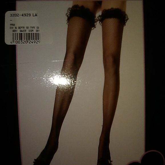 FISHNET, RUFFLED LACE, THIGH HIGH - Picture 2 of 2